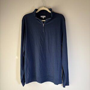 Peter Millar Navy Albatross Cotton-Blend Piqué Quarter Zip - Size Large
